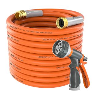 50 ft x 5/8 in Heavy-Responsibility Backyard Hose – Versatile, Light-weight, 600 psi Burst Energy, Kink-Free Hybrid Rubber Hose for Outside Use with 3/4” Brass Fittings