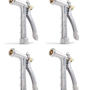 Gilmour 4-Pack Strong Metallic Hose Spray Nozzle with Threaded Entrance – Excellent for Backyard Watering – Mannequin 573TF