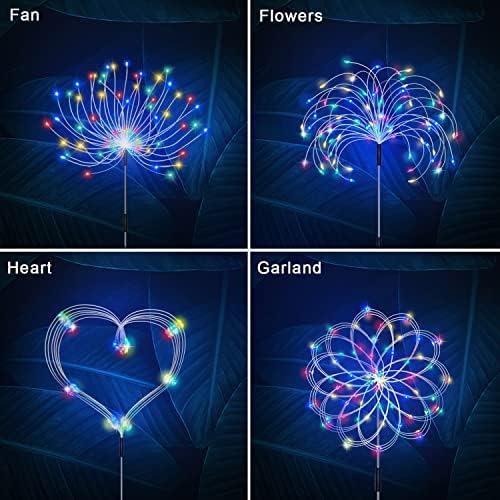 Set of 5 Photo voltaic Firework Lights with 120 LEDs - Distant-Managed Waterproof Backyard Ornamental Lights with 8 Flashing Modes for Pathway and Panorama